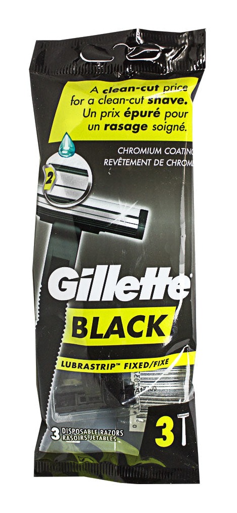 Gillette Black Fixed Handle Men's Disposable Razor - Pack of 3