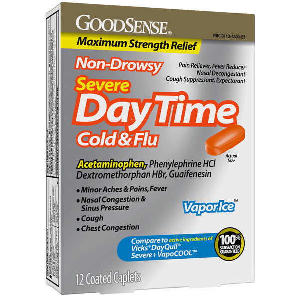 Good Sense® Daytime Severe Cold & Flu Tablets – 12 Count, Pack of 10 Boxes