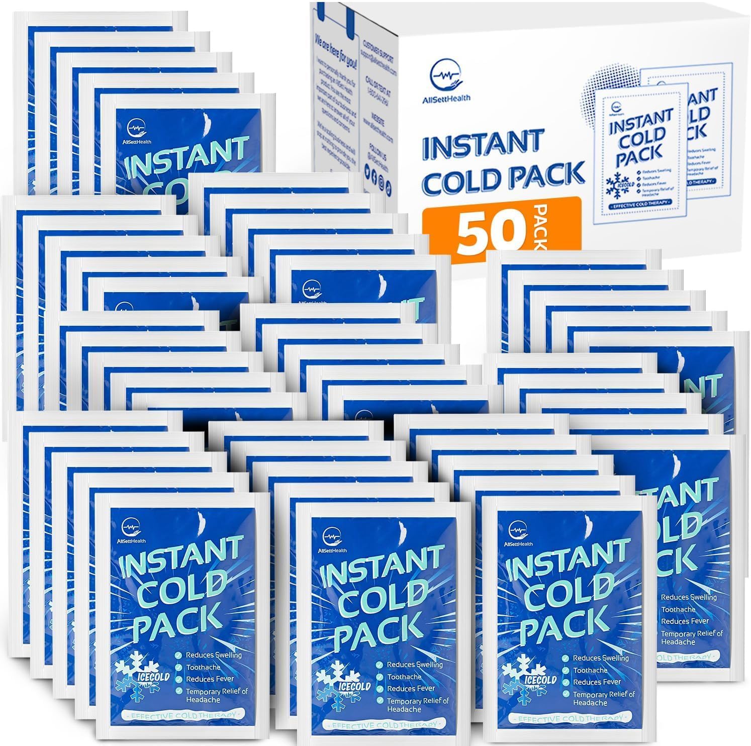Disposable Instant Ice Packs – 6 x 4.5 in, Pack of 50